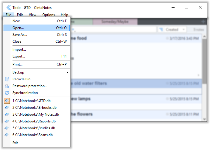 Opening the already existing notebooks in CintaNotes