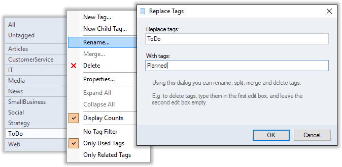 Renaming tags in CintaNotes